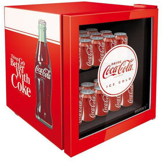 HUSKY - 46L COUNTER-TOP BEVERAGE COOLER W/ GLASS DOOR - COCA COLA - RED