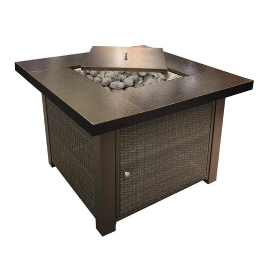 ALVA - GAS FIRETABLE - WICKER FINISH - 965x965x736mm