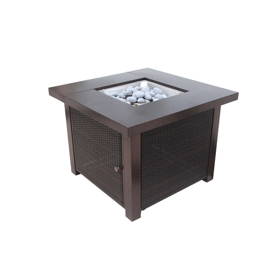 GAS FIRETABLE - WICKER FINISH - 965x965x736mm - Alva Lifestyle Retail
