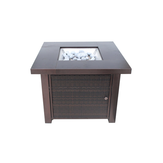 GAS FIRETABLE - WICKER FINISH - 965x965x736mm - Alva Lifestyle Retail