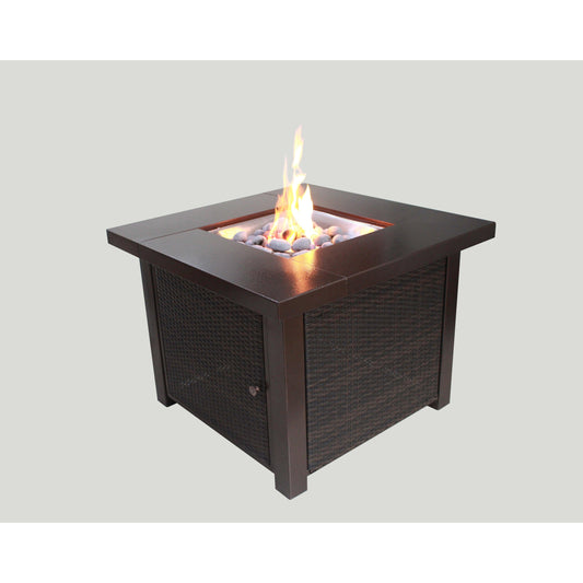 GAS FIRETABLE - WICKER FINISH - 965x965x736mm - Alva Lifestyle Retail