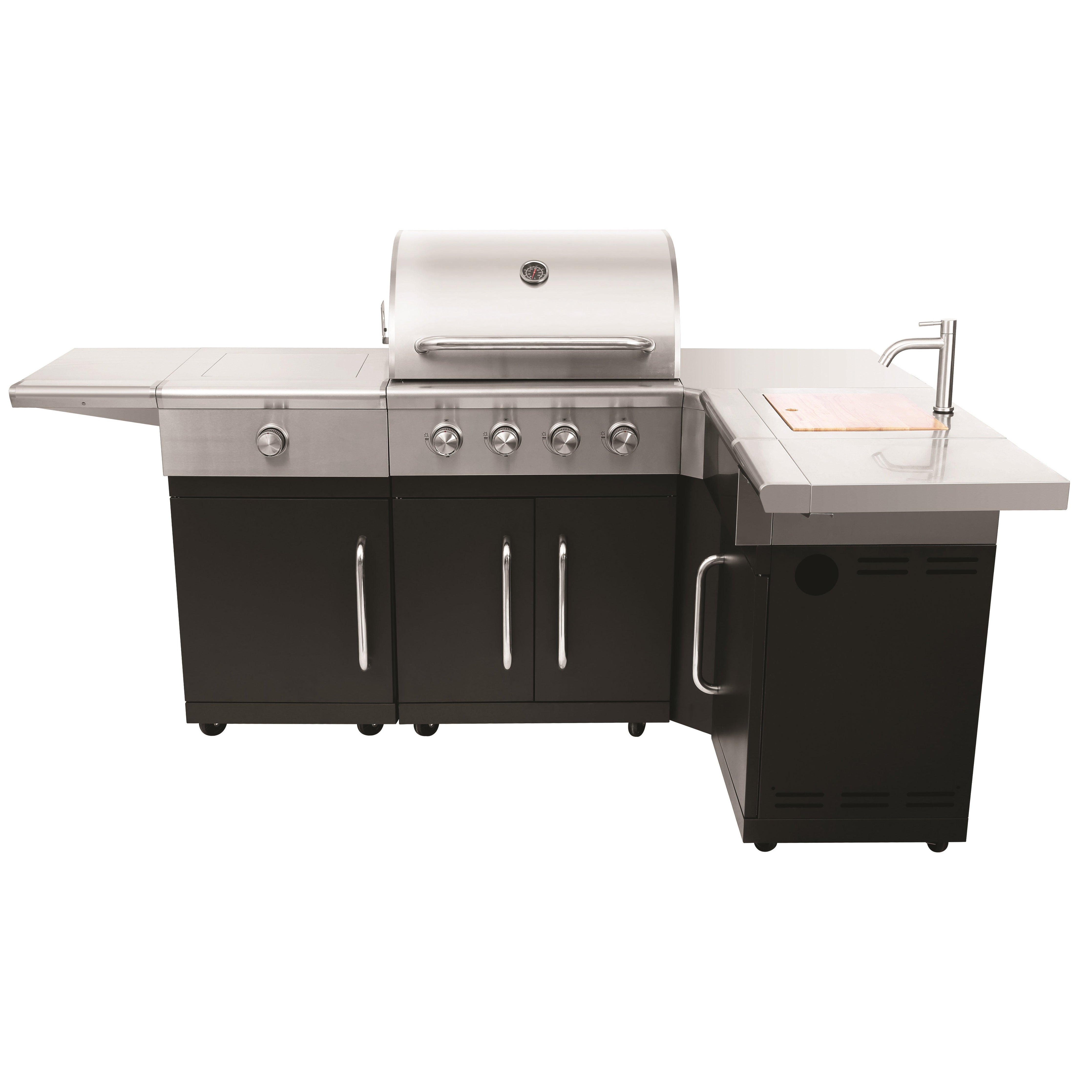 GRAND OUTDOOR 4 BURNER BBQ W/ SIDE BURNER + SINK
