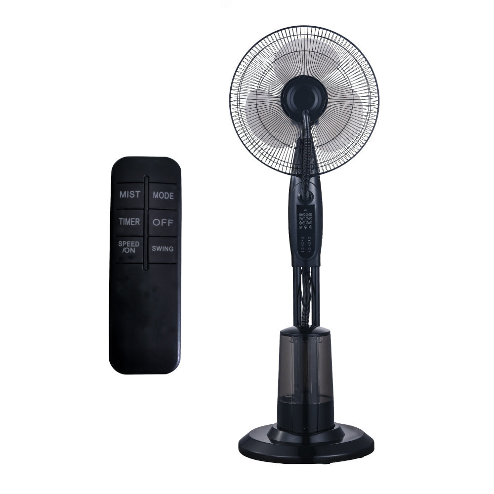 40CM PEDESTAL MIST FAN 1.23M TALL (BLACK) WITH REMOTE (2022)