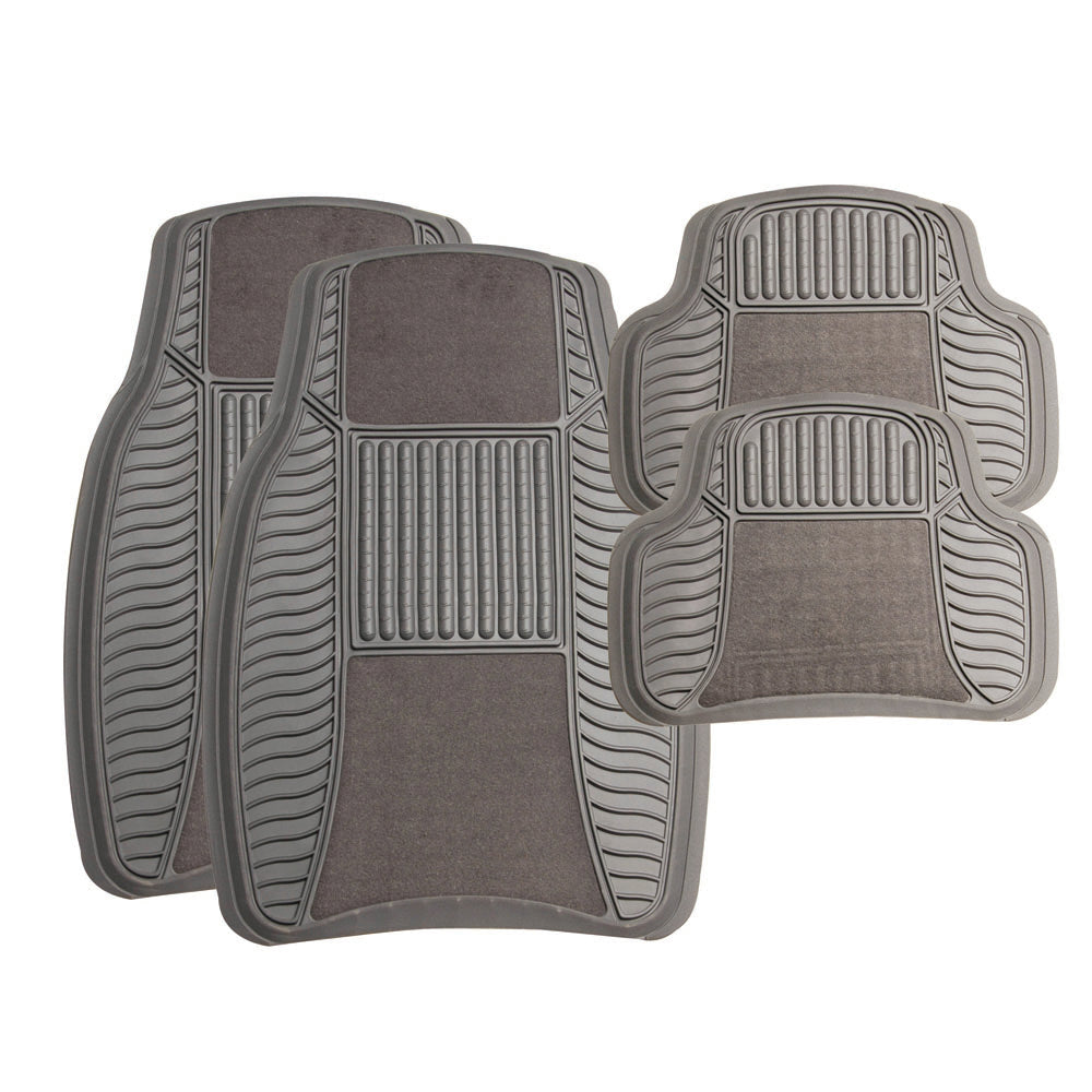 Car Mat 4Pc Set - Rubber/Velour