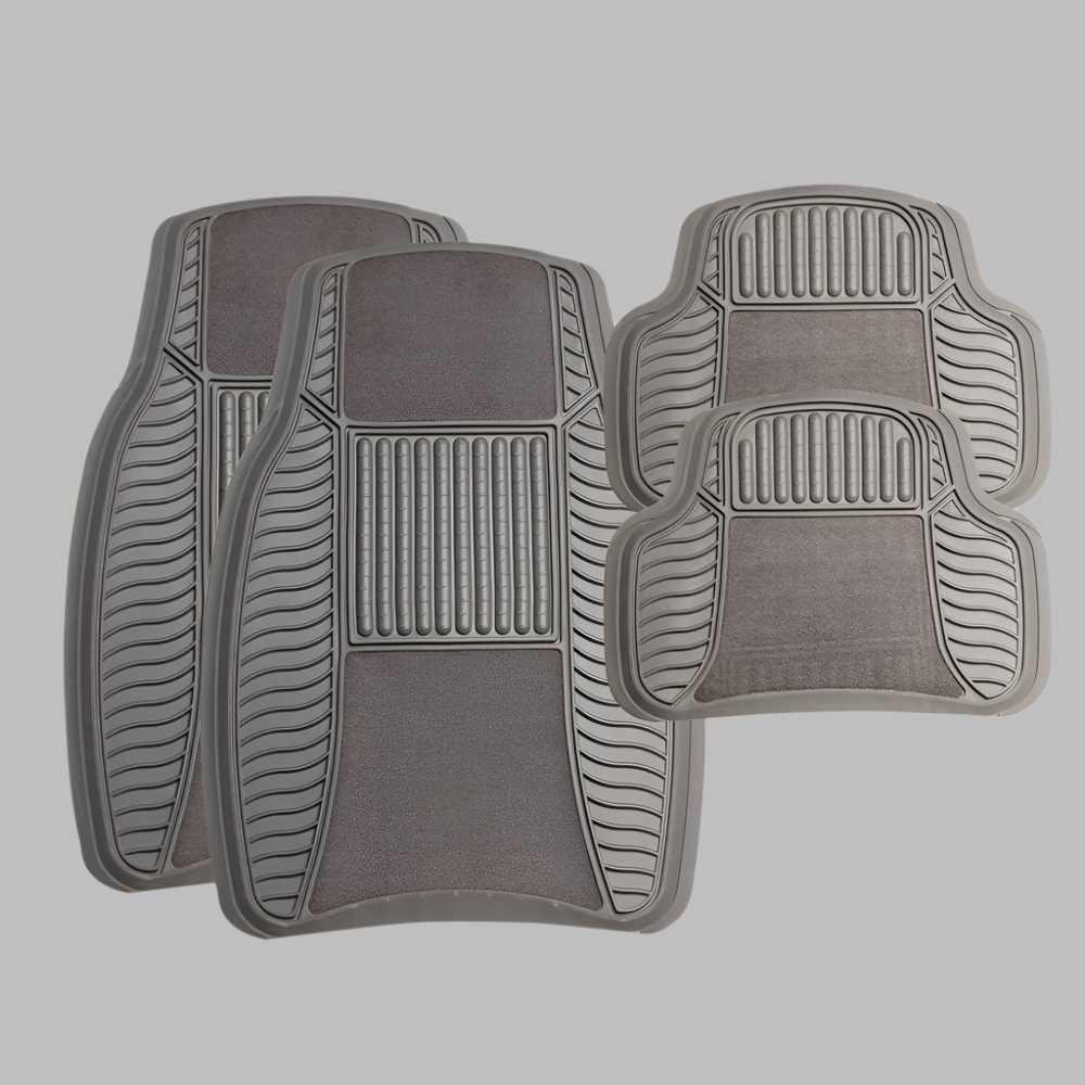Car Mat 4Pc Set - Rubber/Velour