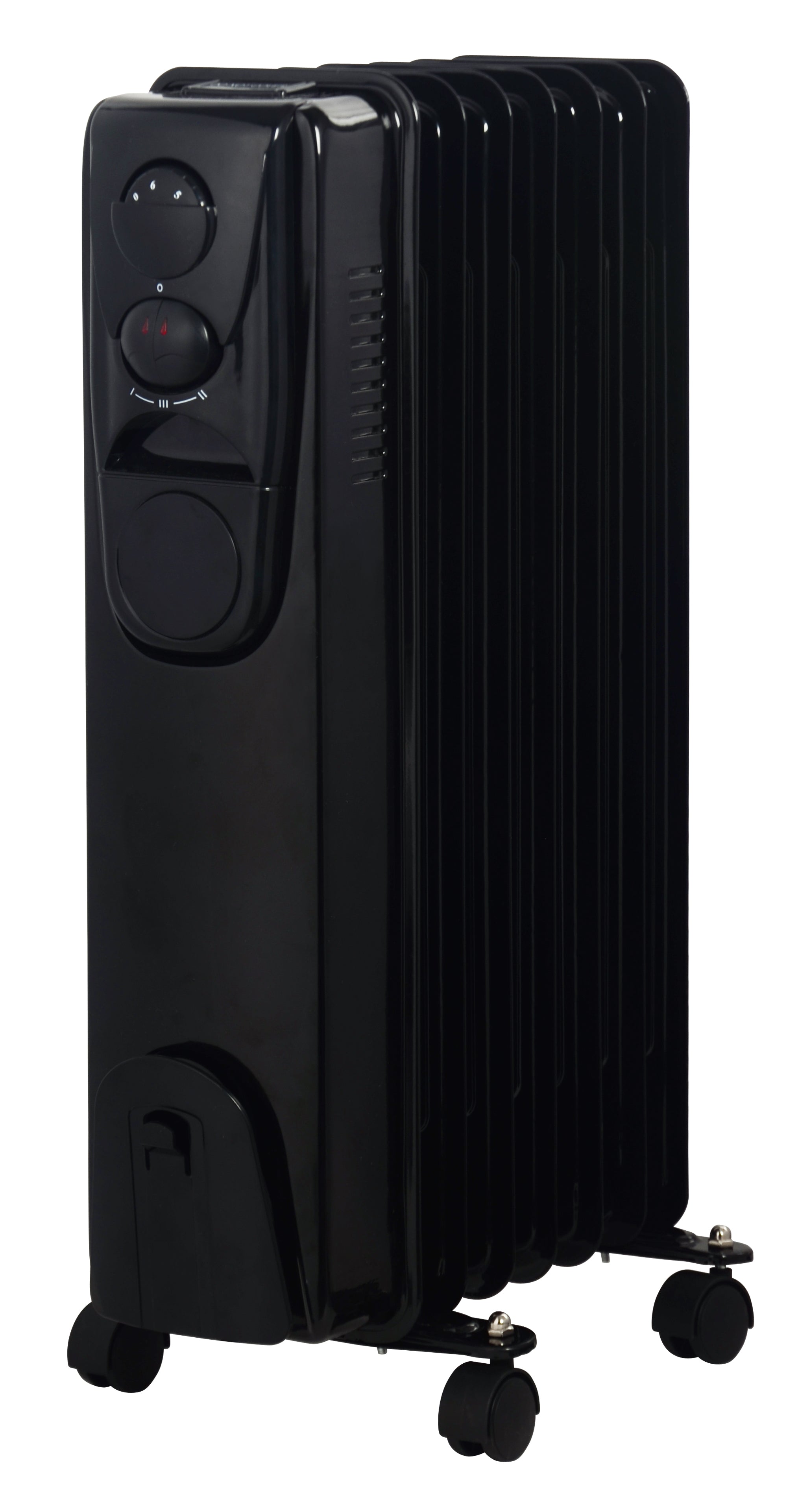 7 Fins 1500W Oil Filled Heater - Glossy Black