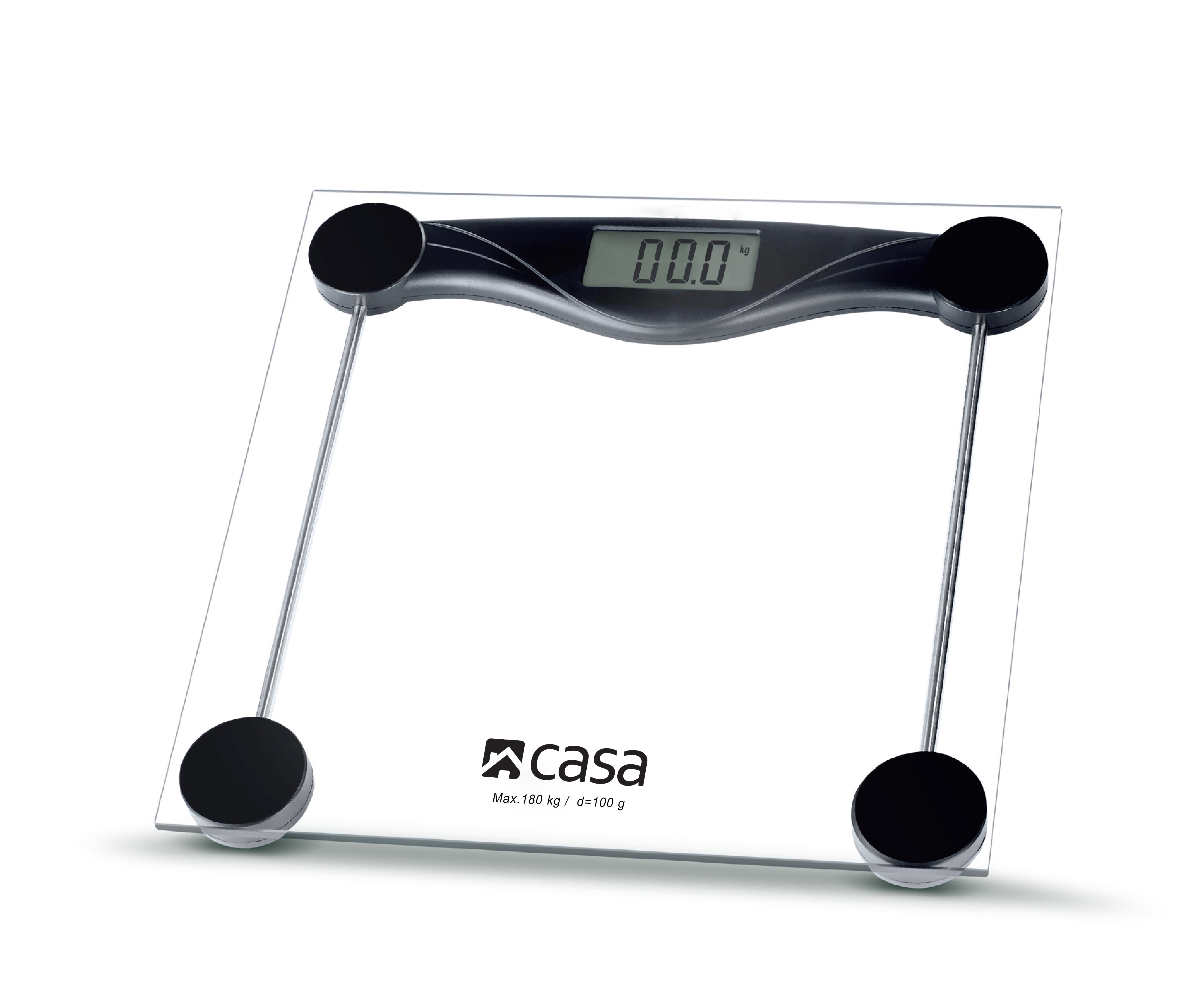 Digital Bathroom Scale- Glass Platform - Black/Clear