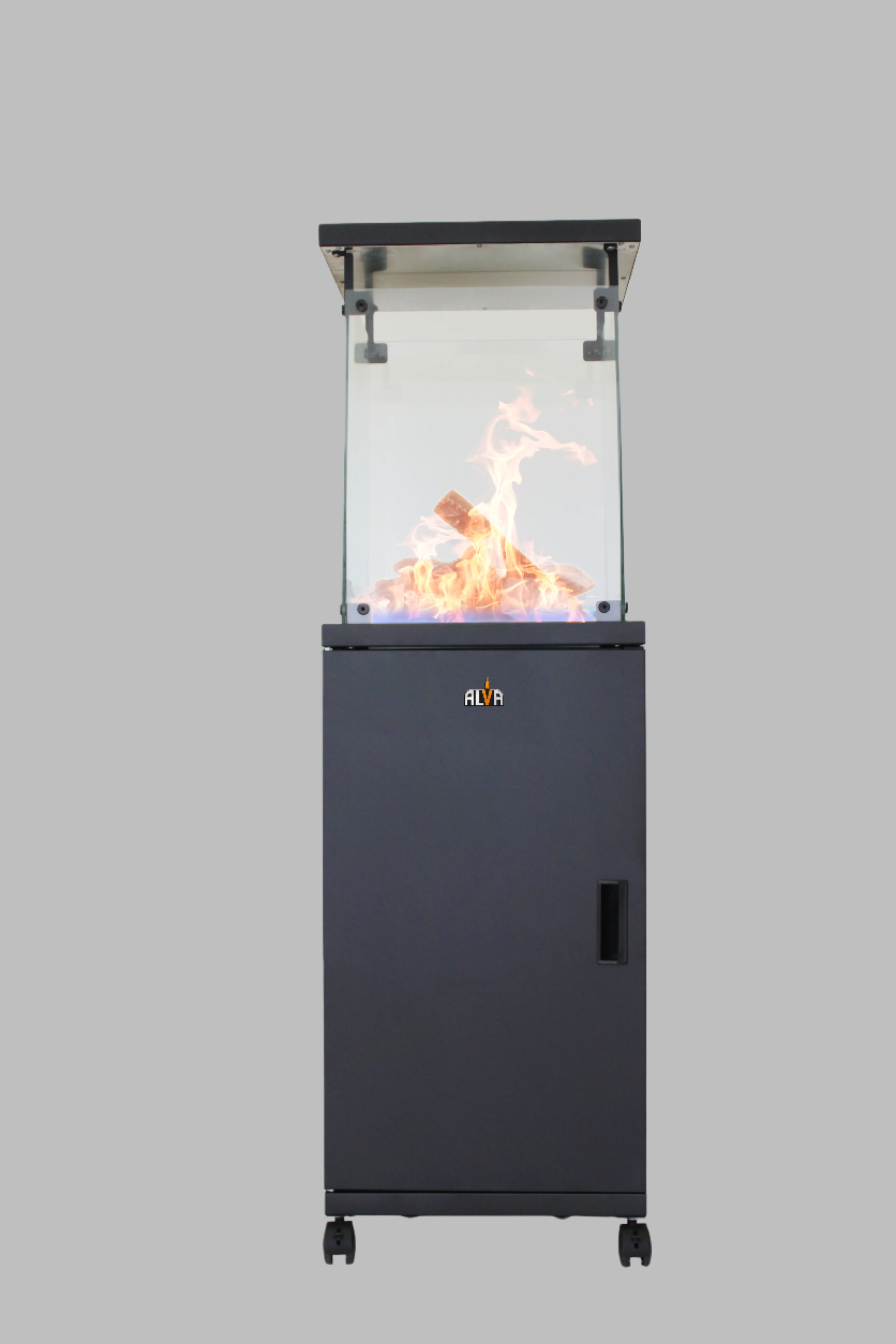 Short Stand Gas Patio Heater - Ceramic Log-Style