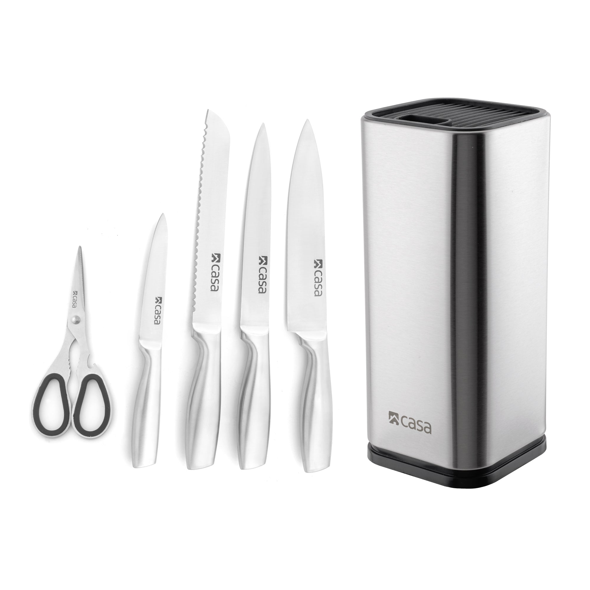 5Pc Knife Set & Block - Steel - Palermo