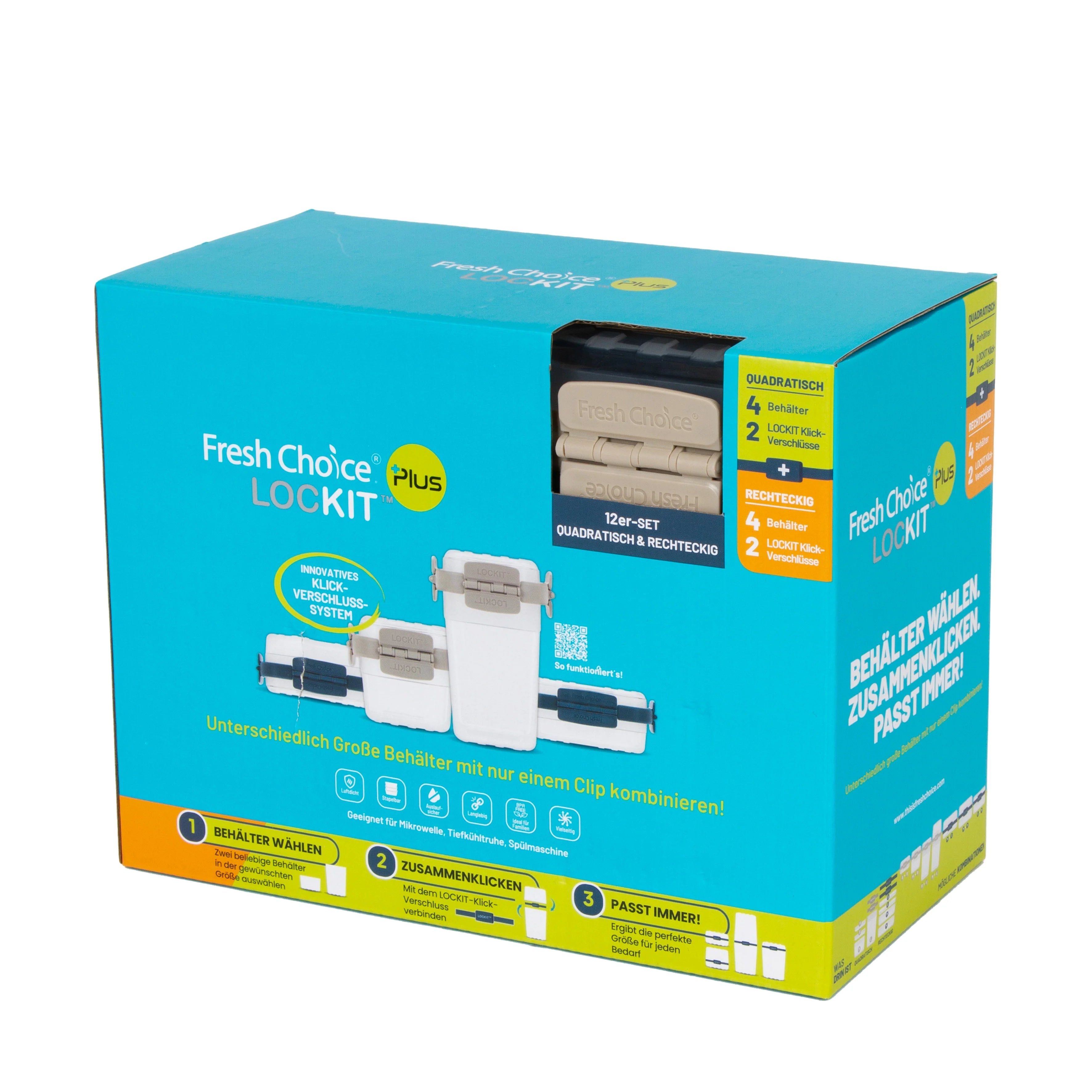 Fresh Choice | Lockit Square & Rectangle 12-Piece Set | Modular Food Storage