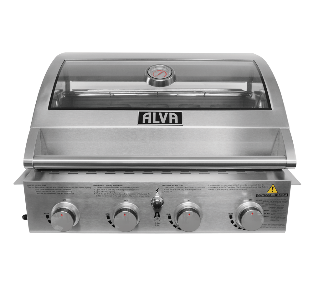 Mojave 4-Burner Drop-In Gas BBQ | Glass Hood |