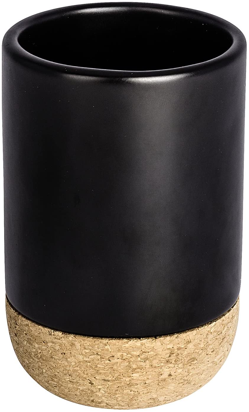 Toothbrush Tumbler - Black Ceramic & Cork