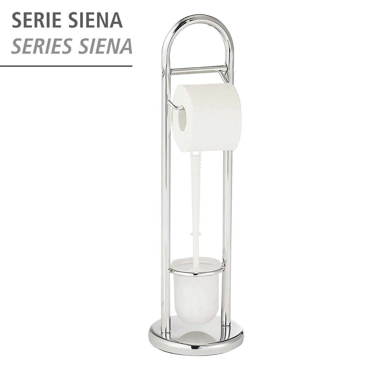 FREESTANDING TOILET BRUSH & ROLL HOLDER SET - SIENA - CHROME