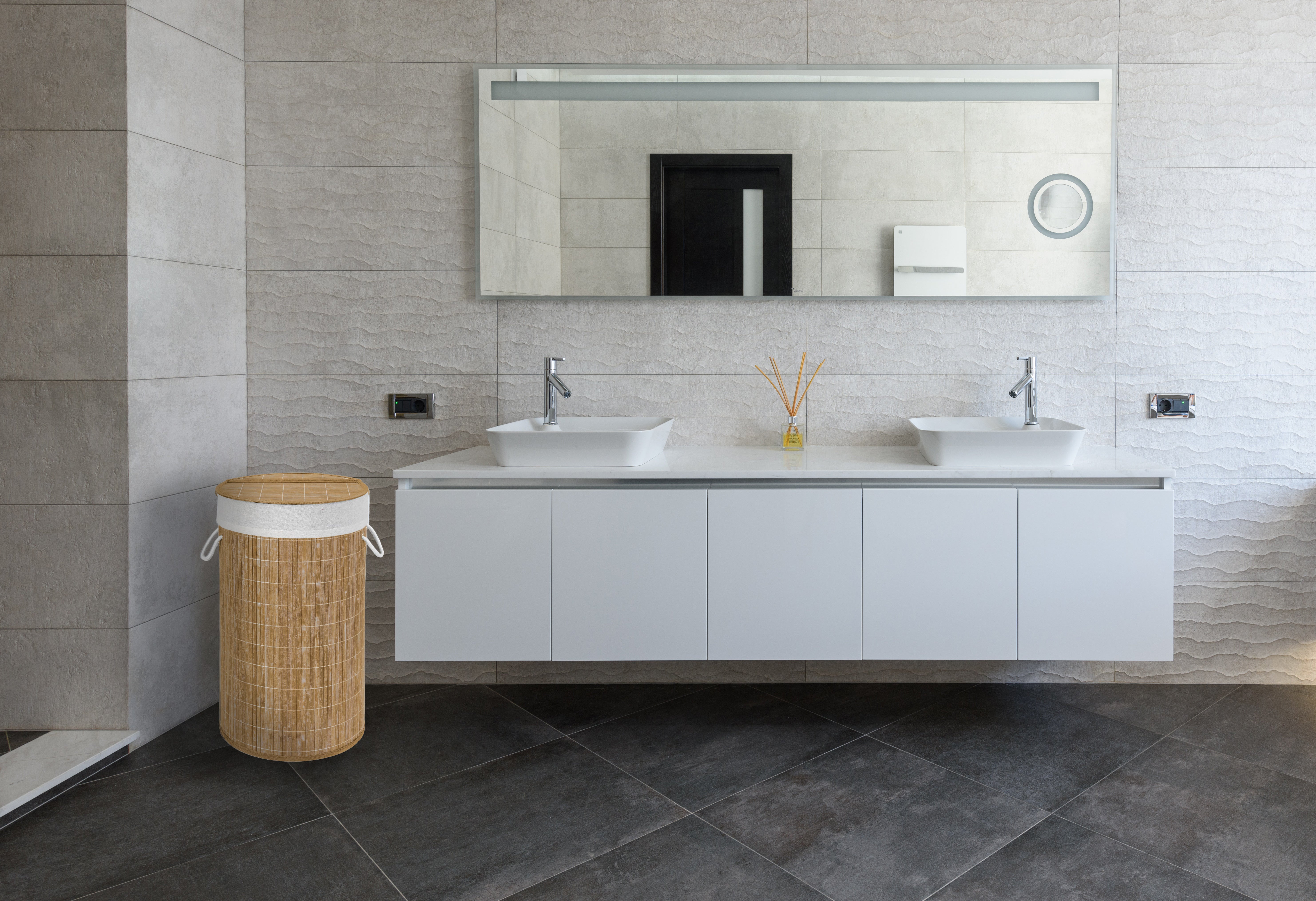 Laundry Basket 55L - Bamboo - With Bag