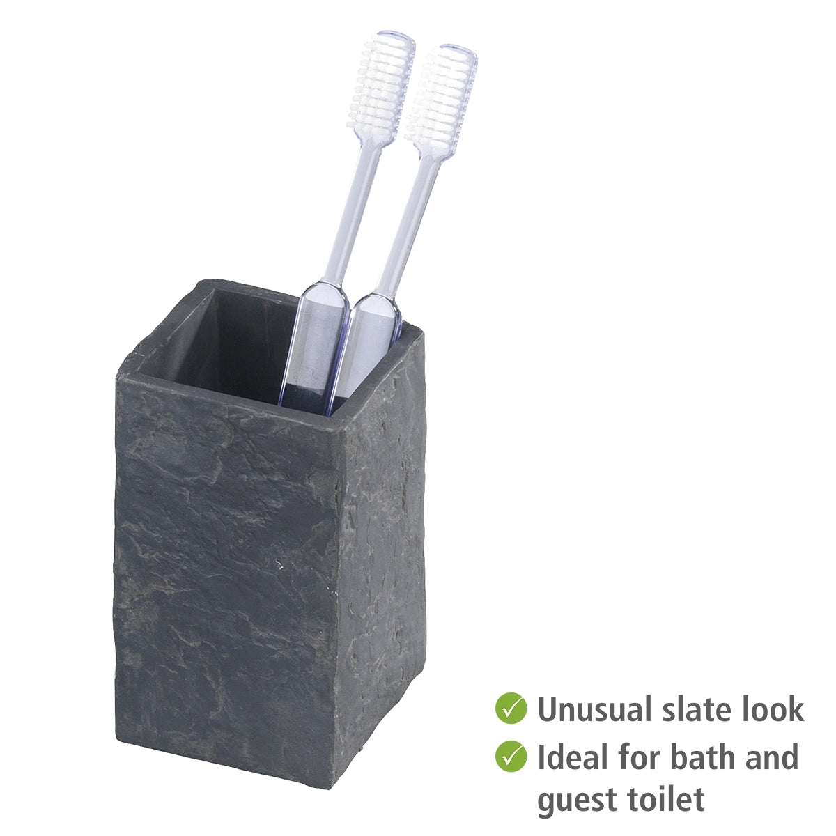 TOOTHBRUSH TUMBLER - SLATE ROCK RANGE - POLYRESIN - ANTHRACITE