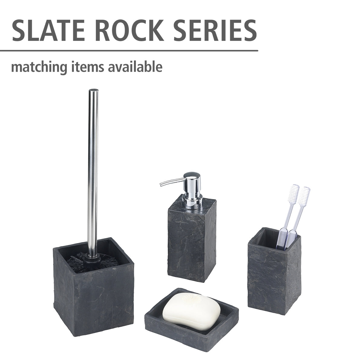 Toothbrush Tumbler - Slate Rock Range - Polyresin - Anthracite