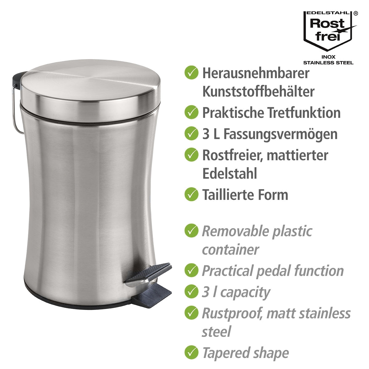 3L Pedal Bin - Pieno - Steel