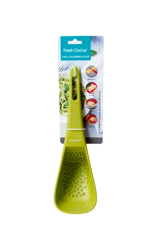 Fresh Choice 4-in-1 Colander Scoop | Measure, Scoop, Drain & Serve
