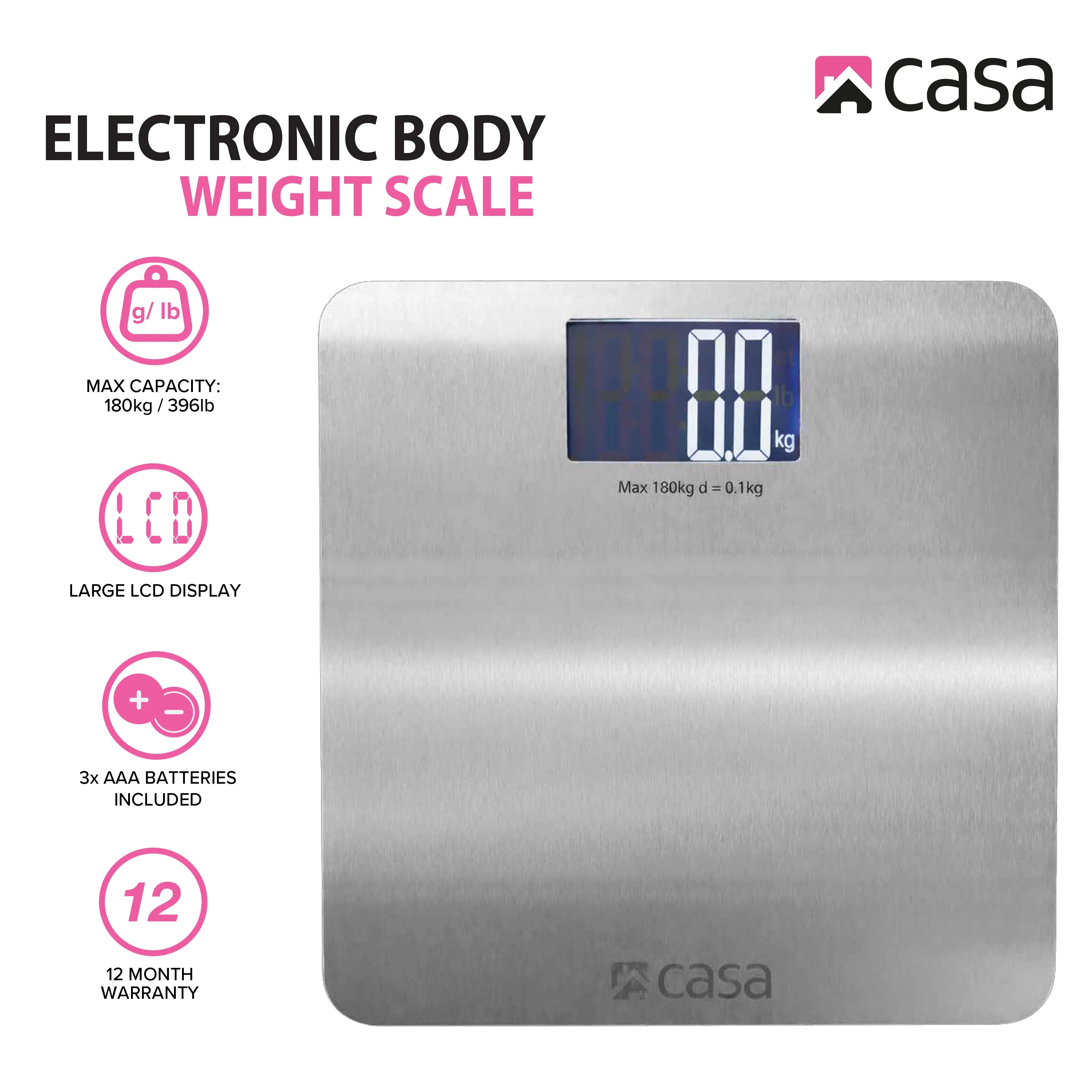 Digital Bathroom Scale | Steel Platform | Large LCD Display
