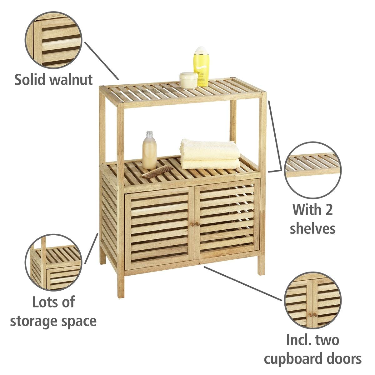 SHELVING UNIT WITH 2 DOORS - NORWAY RANGE - WALNUT