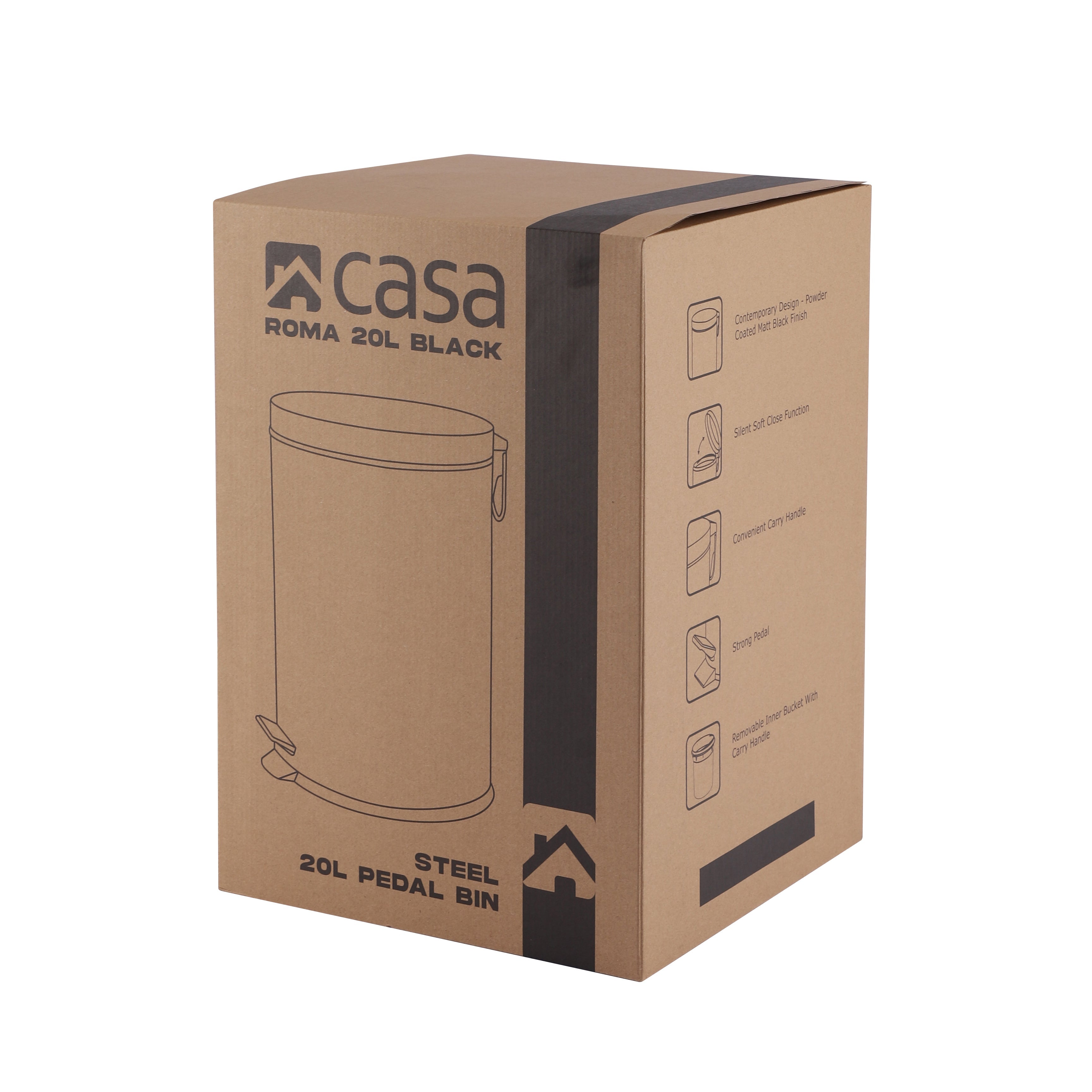 3L + 20L Steel Pedal Bin Combo Set - Roma