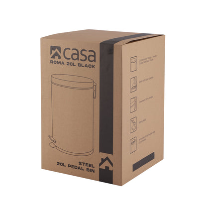 ROMA 3L + 20L STEEL PEDAL BIN COMBO SET - BLACK MATTE