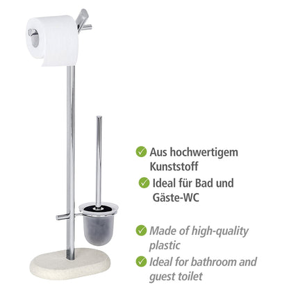 FREESTANDING TOILET BRUSH / TOILET ROLL - PURO - STEEL / POLYRESIN - SANDSTONE