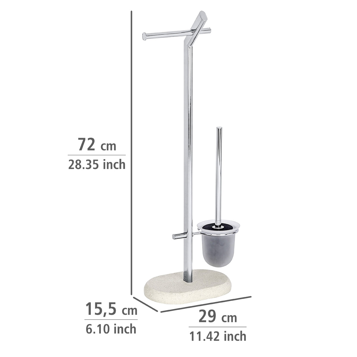 FREESTANDING TOILET BRUSH / TOILET ROLL - PURO - STEEL / POLYRESIN - SANDSTONE