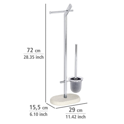 FREESTANDING TOILET BRUSH / TOILET ROLL - PURO - STEEL / POLYRESIN - SANDSTONE