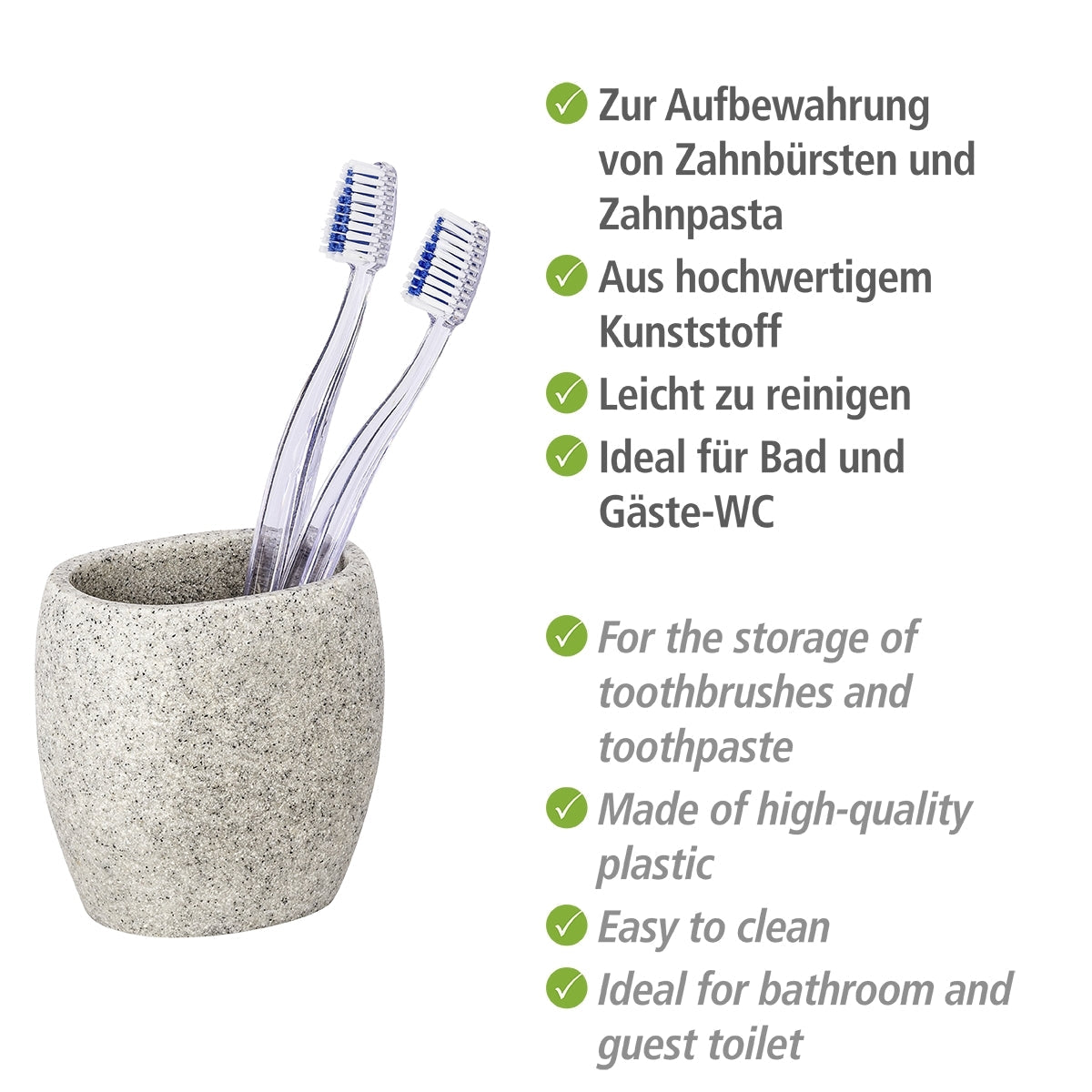 Toothbrush Tumbler - Puro - Polyresin - Light Grey