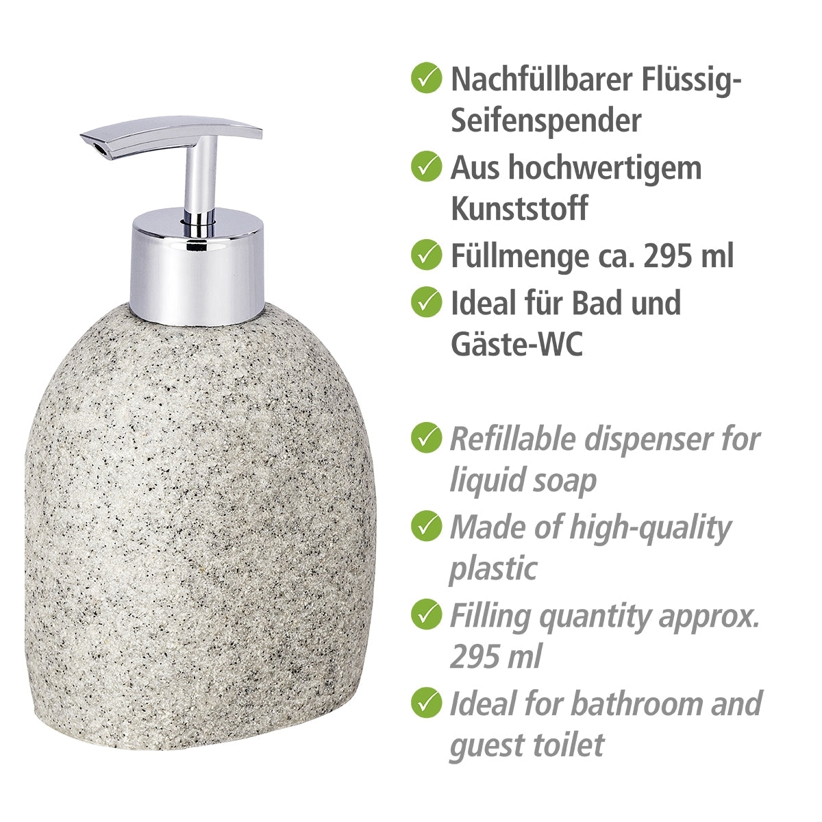 SOAP DISPENSER - PURO - POLYRESIN - LIGHT GREY