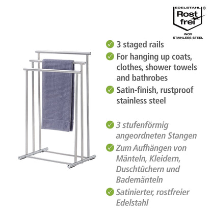 TOWEL AND CLOTHES STAND - 3-TIER STEEL - LIONI