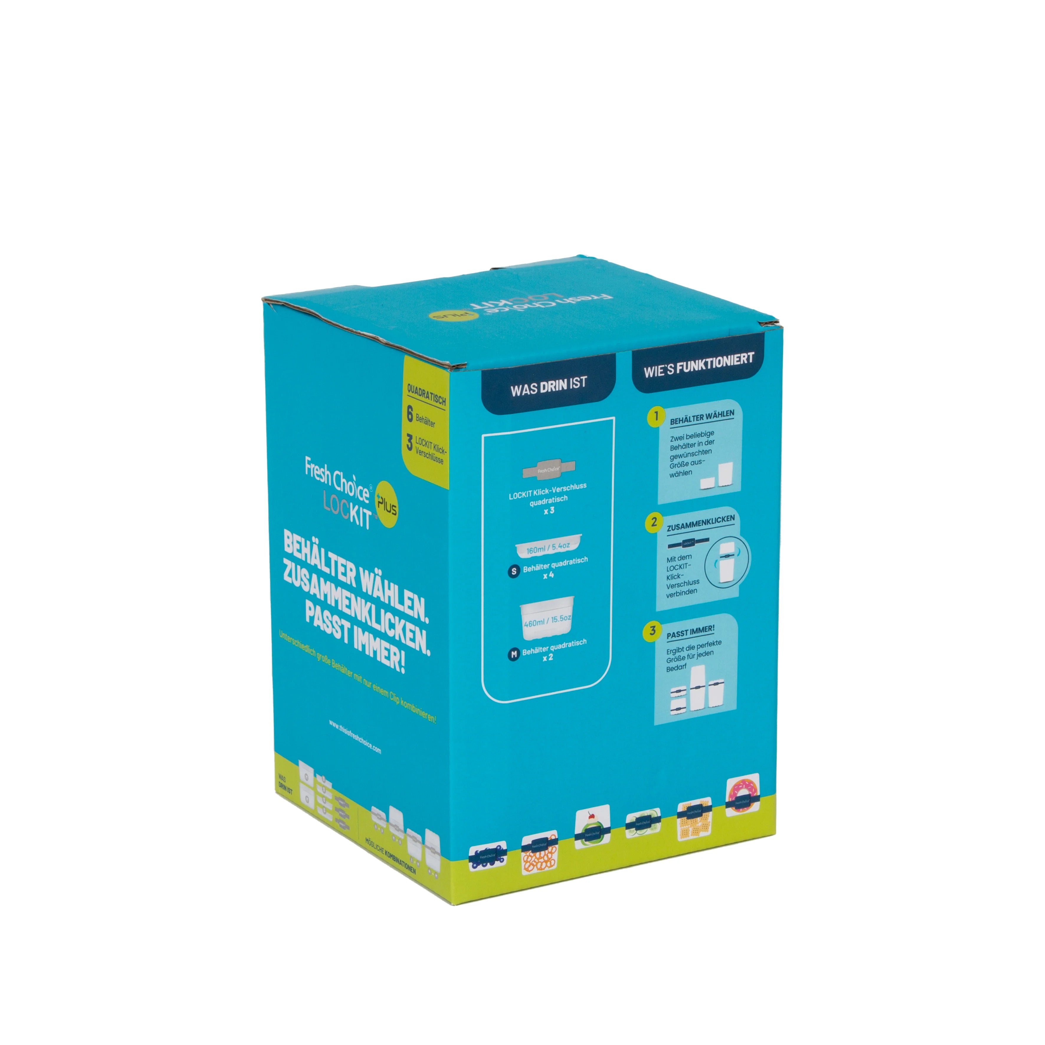 Fresh Choice | Lockit Square Sml Med 9-Piece Set | Modular Food Storage