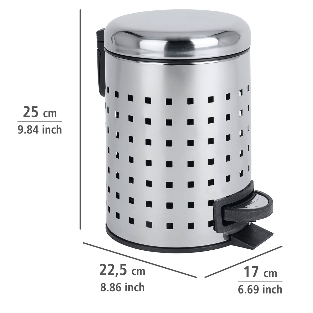 3L PEDAL BIN - LEMAN - PERFORATED STAINLESS STEEL