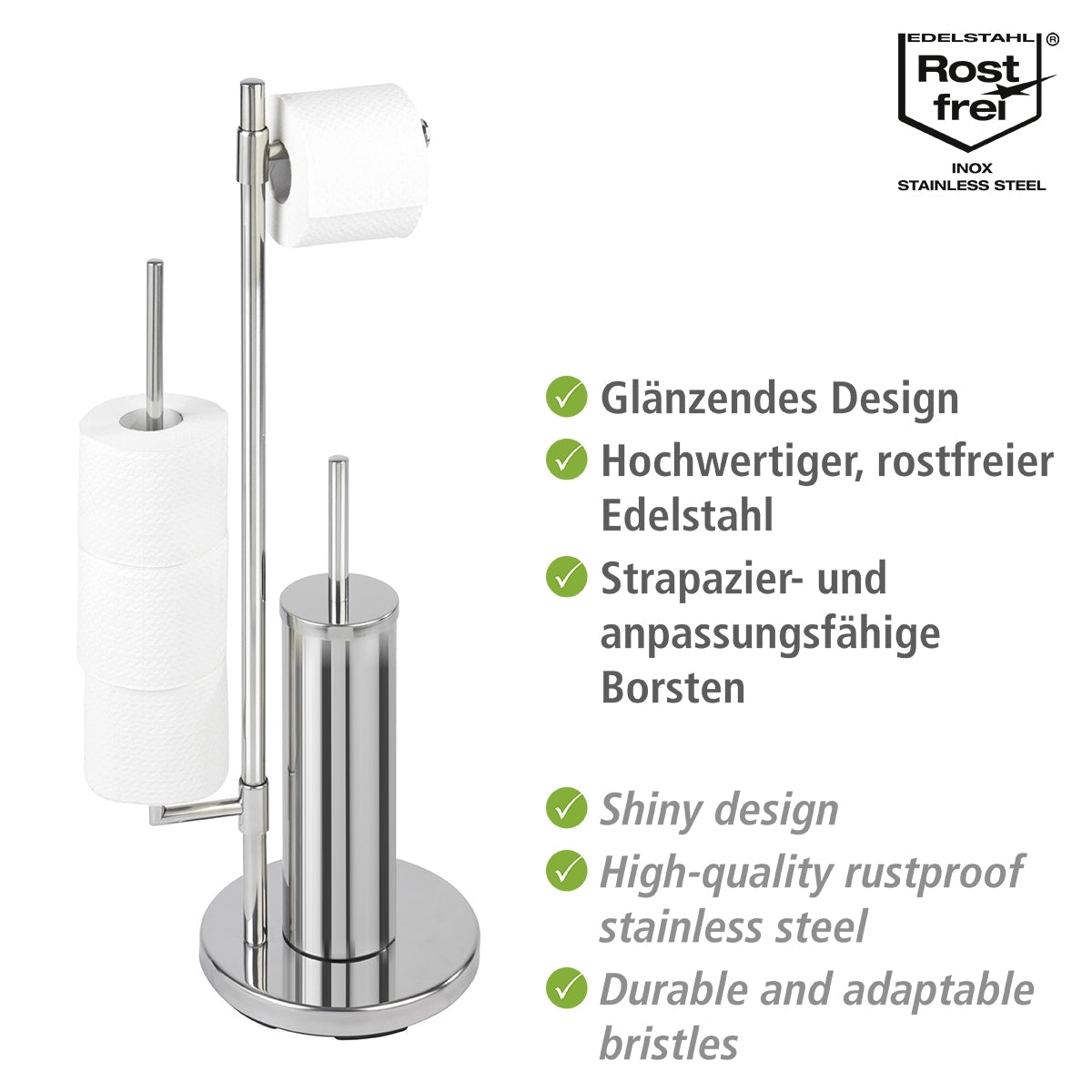 Freestanding Toilet Brush & Roll Holder - Universalo Neo - Stainless Steel