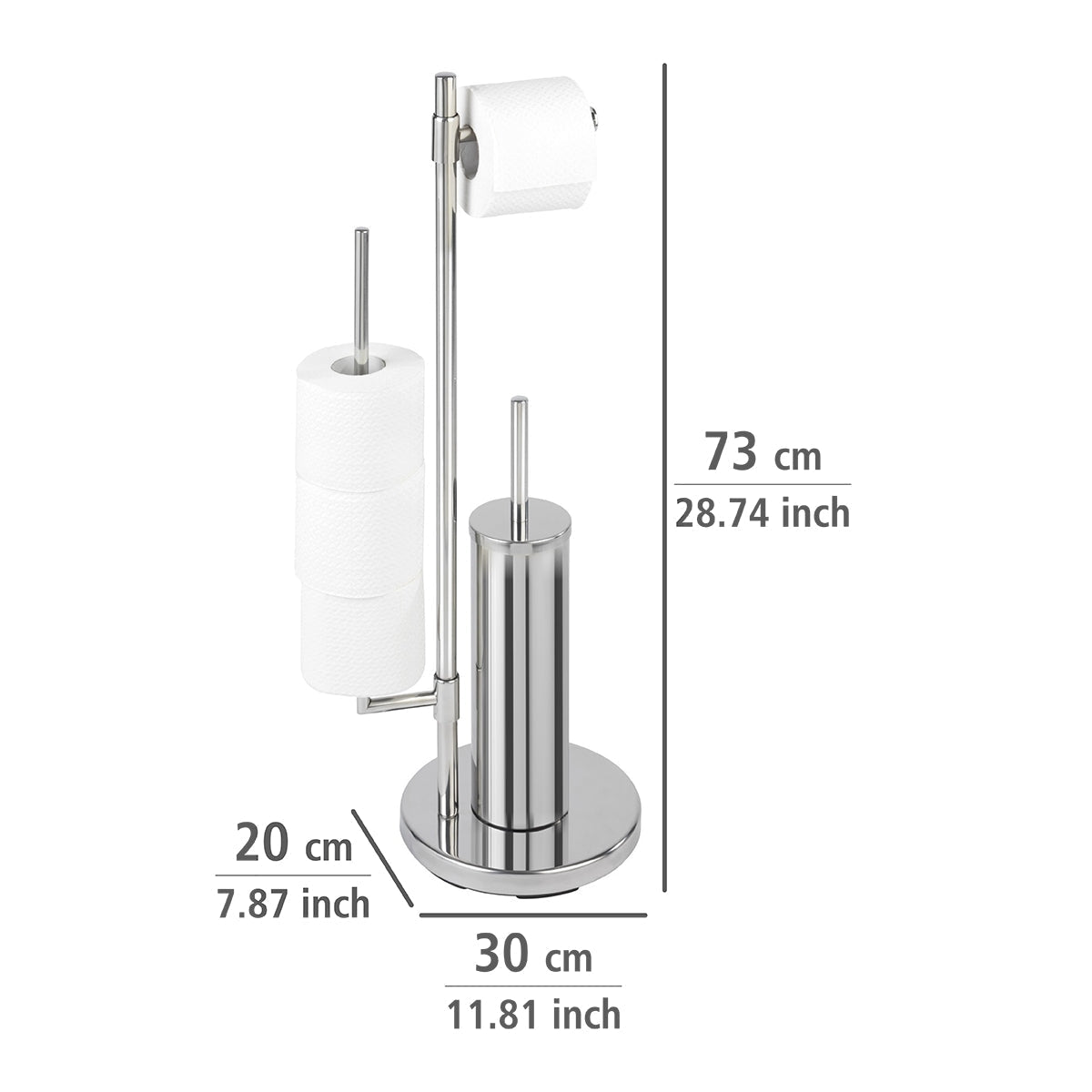 FREESTANDING TOILET BRUSH & ROLL HOLDER - UNIVERSALO NEO - STAINLESS STEEL