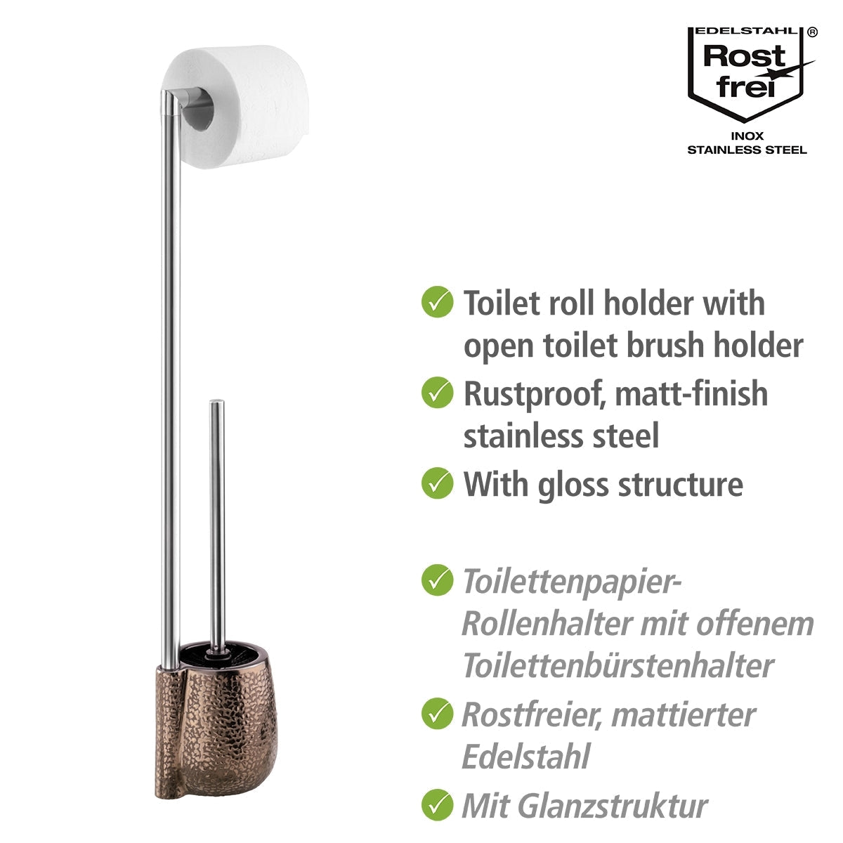 FREESTANDING TOILET BRUSH & ROLL HOLDER - CERAMIC - MARRAKESH