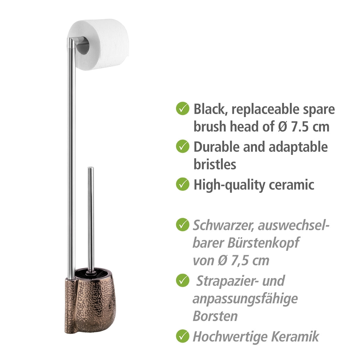 FREESTANDING TOILET BRUSH & ROLL HOLDER - CERAMIC - MARRAKESH