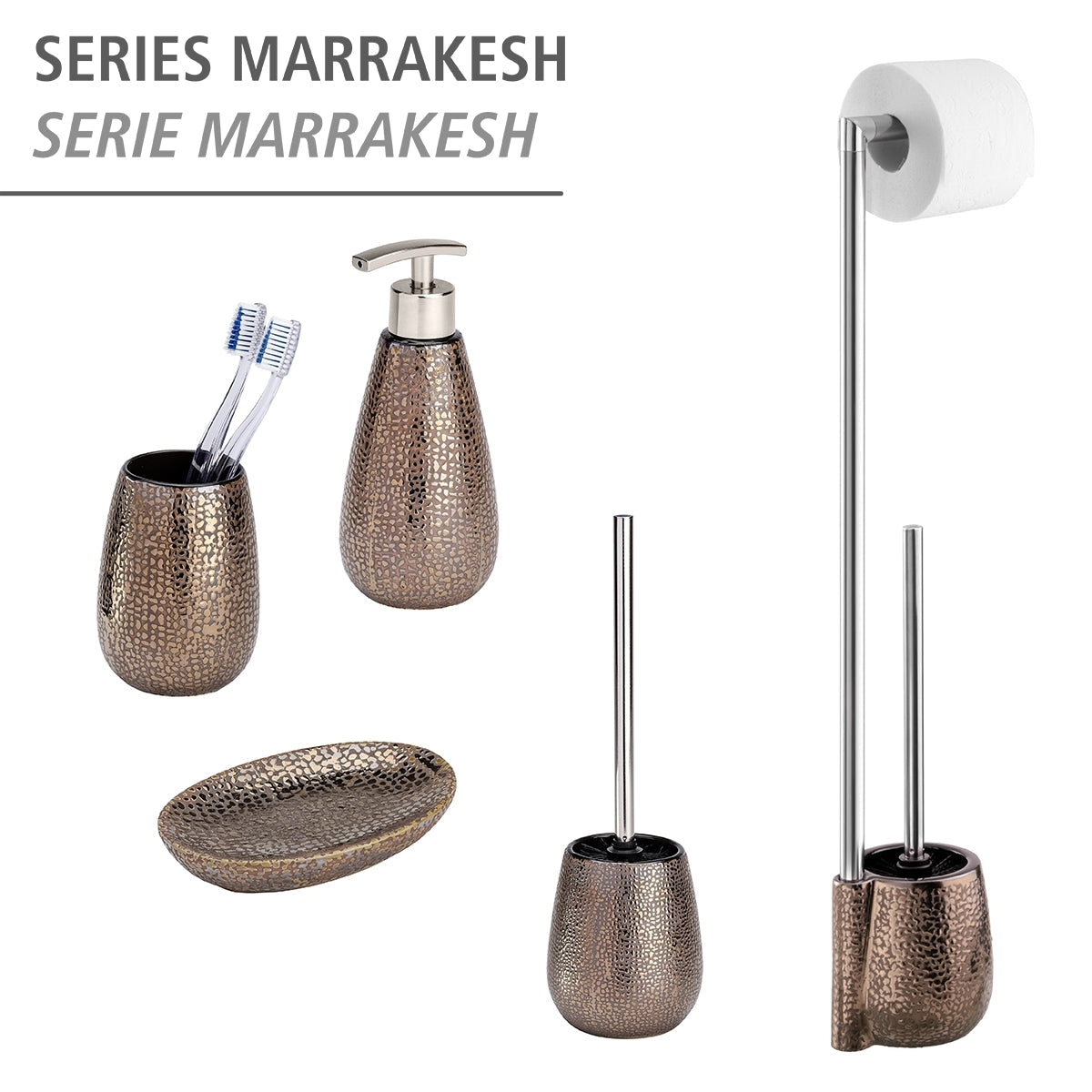 FREESTANDING TOILET BRUSH & ROLL HOLDER - CERAMIC - MARRAKESH