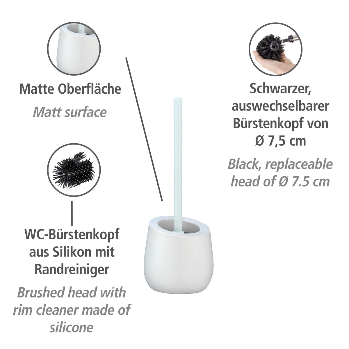 Toilet Brush - Badi Range - Ceramic - White