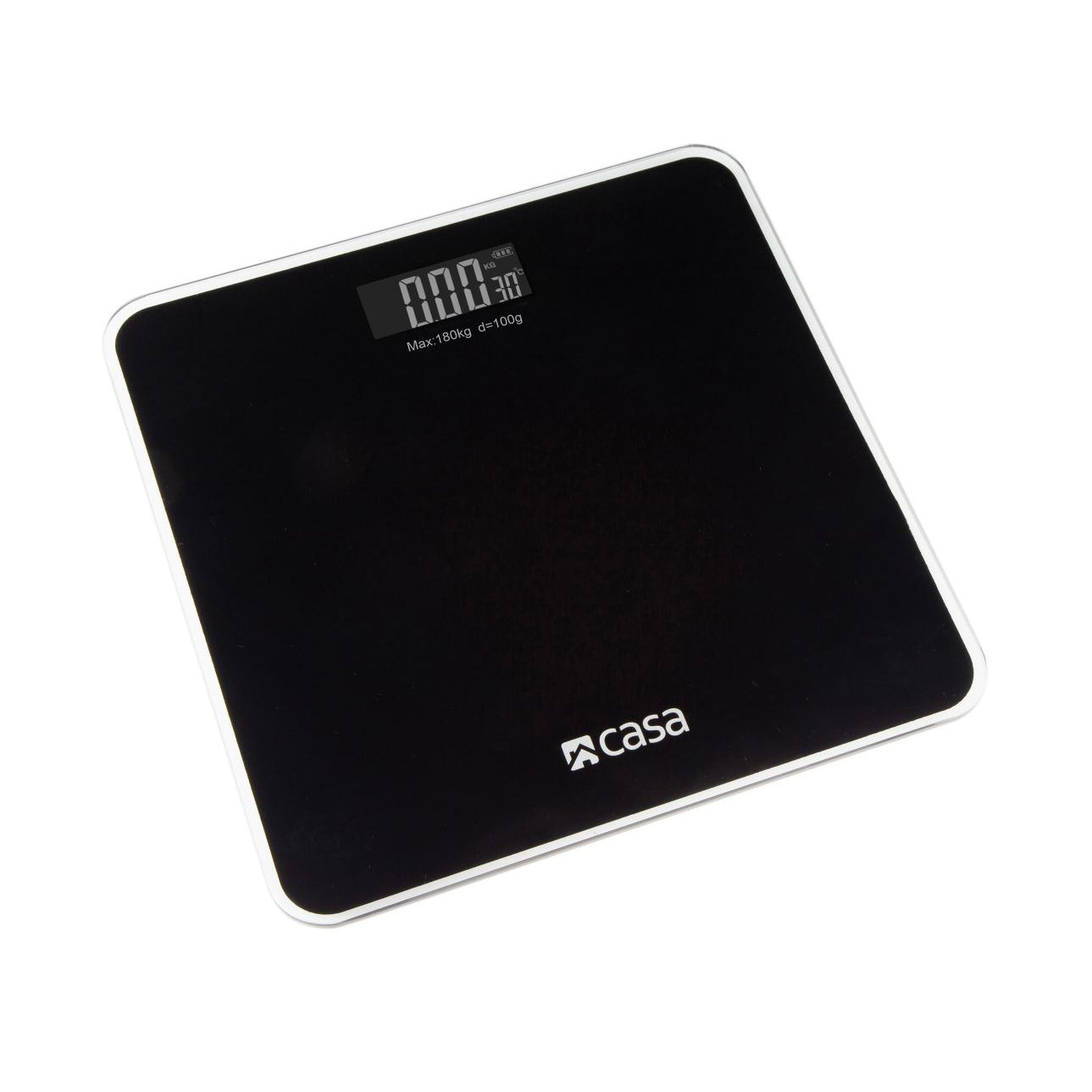 Digital Bathroom Glass Platform Scale - Rounded Corners - With Red LED