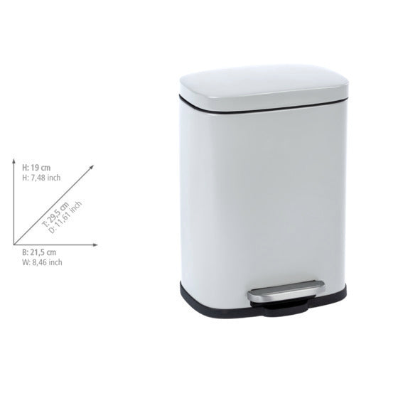 WENKO “ 5L PEDAL BIN “ LENO RANGE - EASY-CLOSE “ STEEL - WHITE