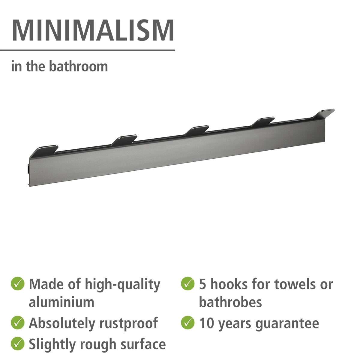 5 Hook Strip - Montella - Aluminium