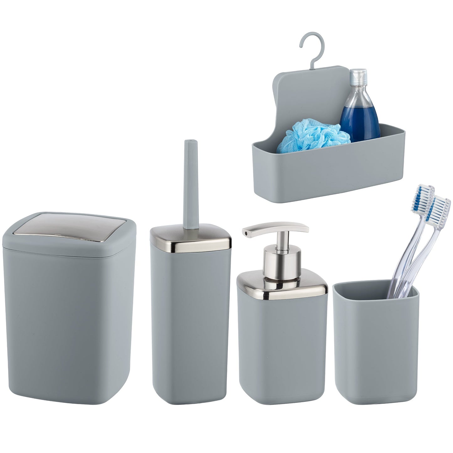 TOOTHBRUSH TUMBLER - BARCELONA RANGE - GREY - UNBREAKABLE