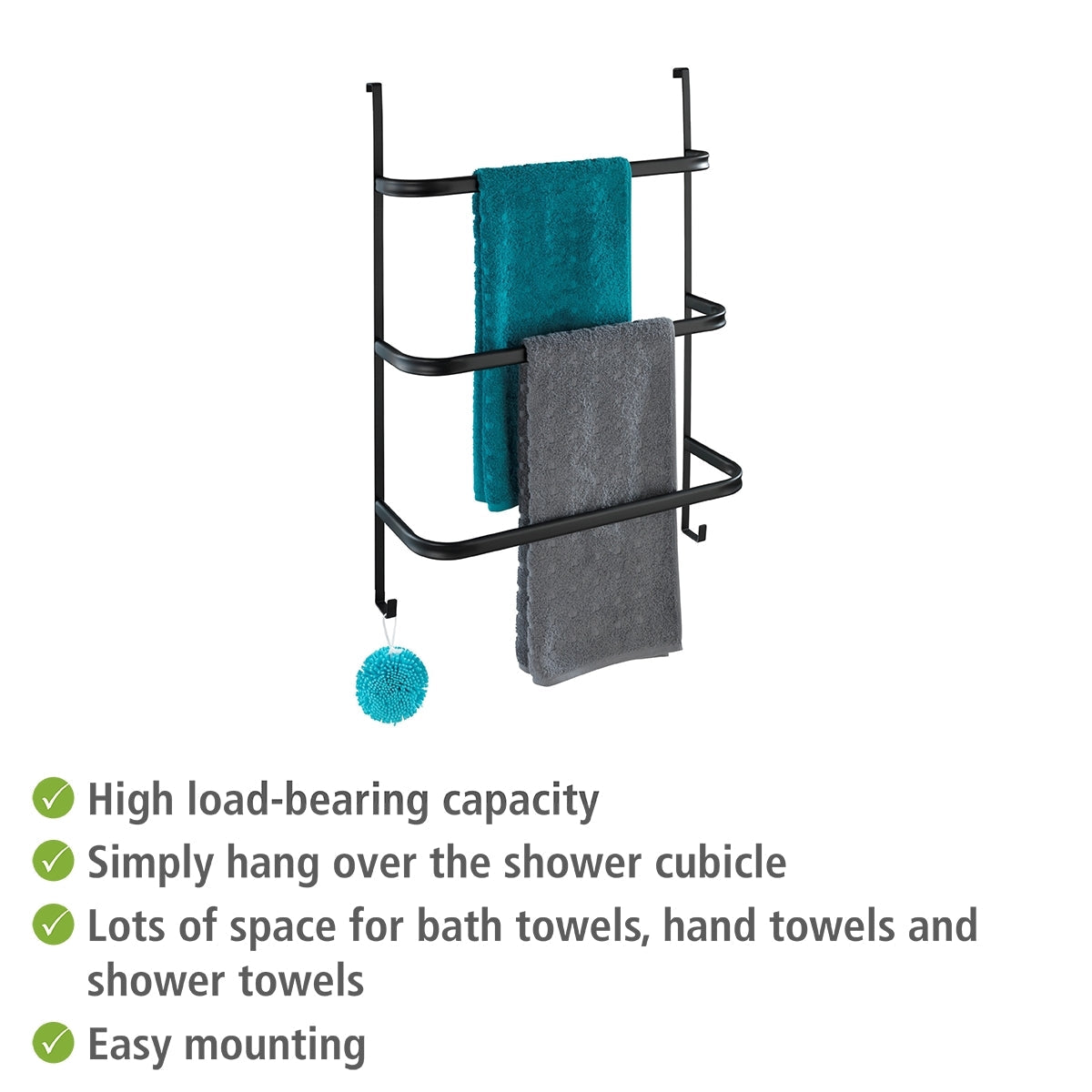 3-Bar Over-Door Towel Rail - Irpinia - Matte Black Steel