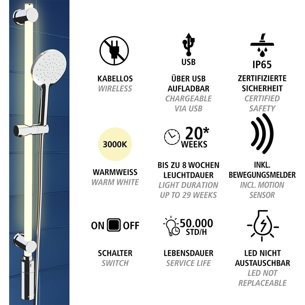 LED SHOWER RAIL 94CM - WARM WHITE - SET