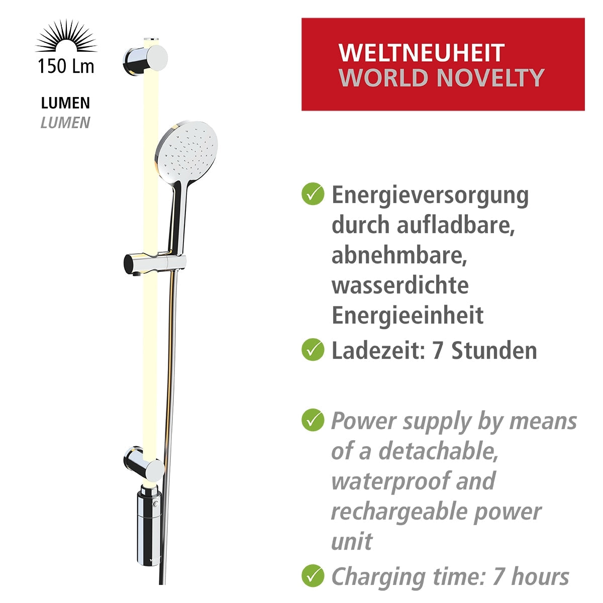 LED Shower Rail 94cm - Warm White