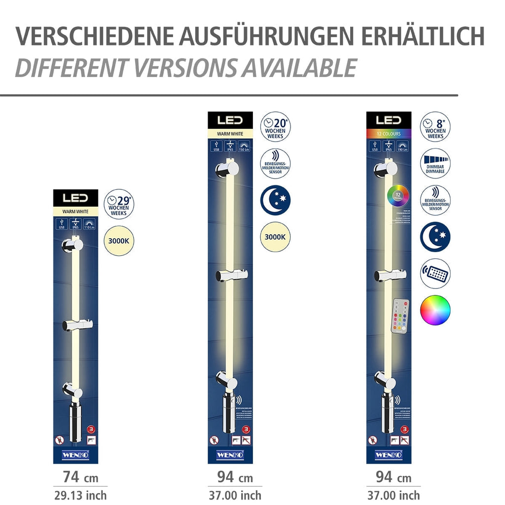 LED SHOWER RAIL 94CM - WARM WHITE - SET