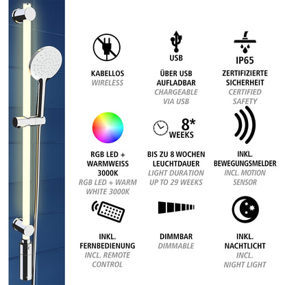 LED SHOWER RAIL 94CM RGB+ WARM - WHITE SET