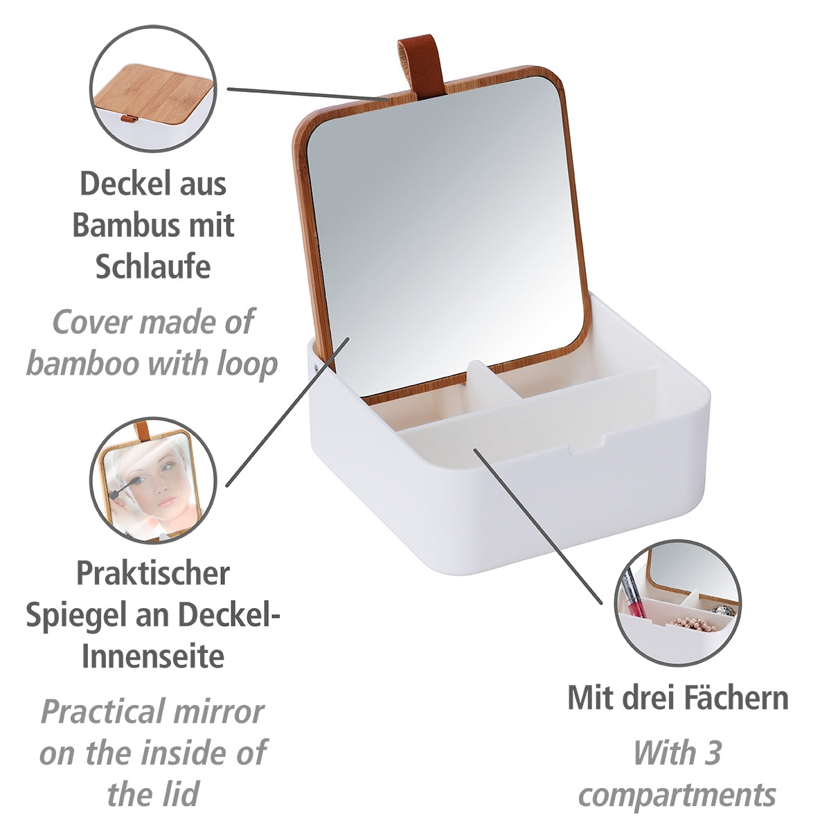 Organizer With Cosmetic Mirror - Bovisa - White